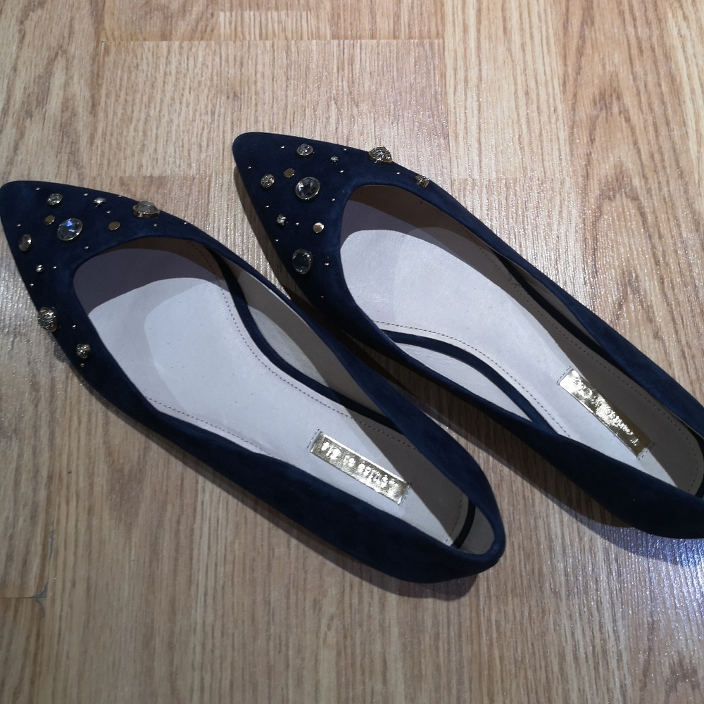 Louise et Cie - Navy suede flat with jewels